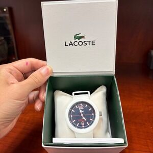 Lacoste Borno White Silicone Watch Red Dial Japan Movement NOS w/ Box